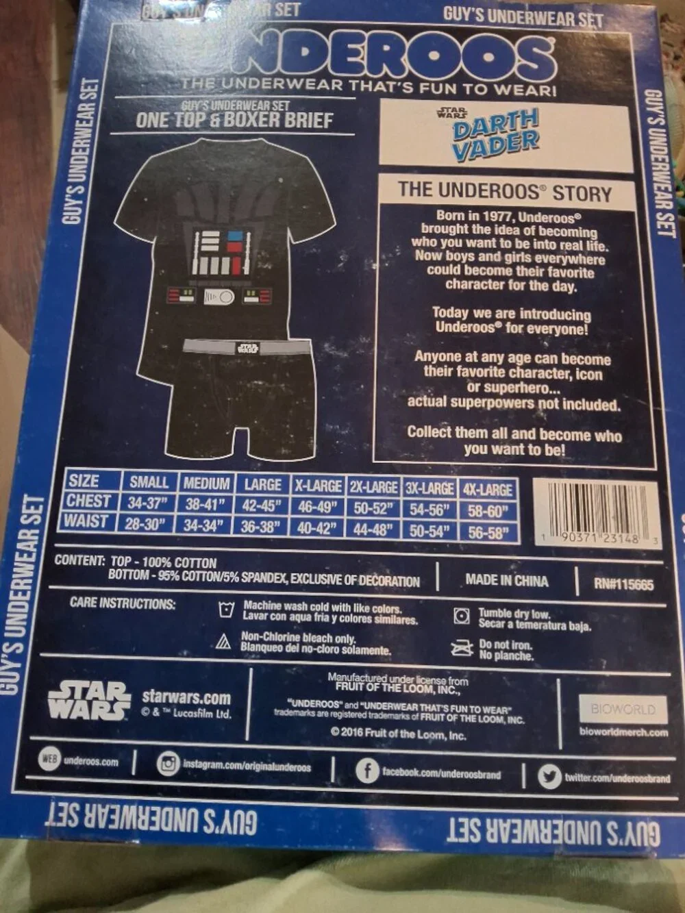 Underoos Darth Vader guys medium